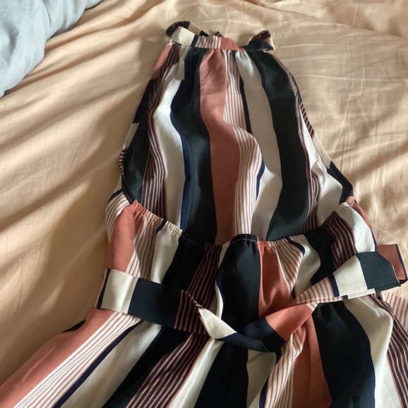 Black & Rose Striped Halter Romper - Small - Picture 4 of 6